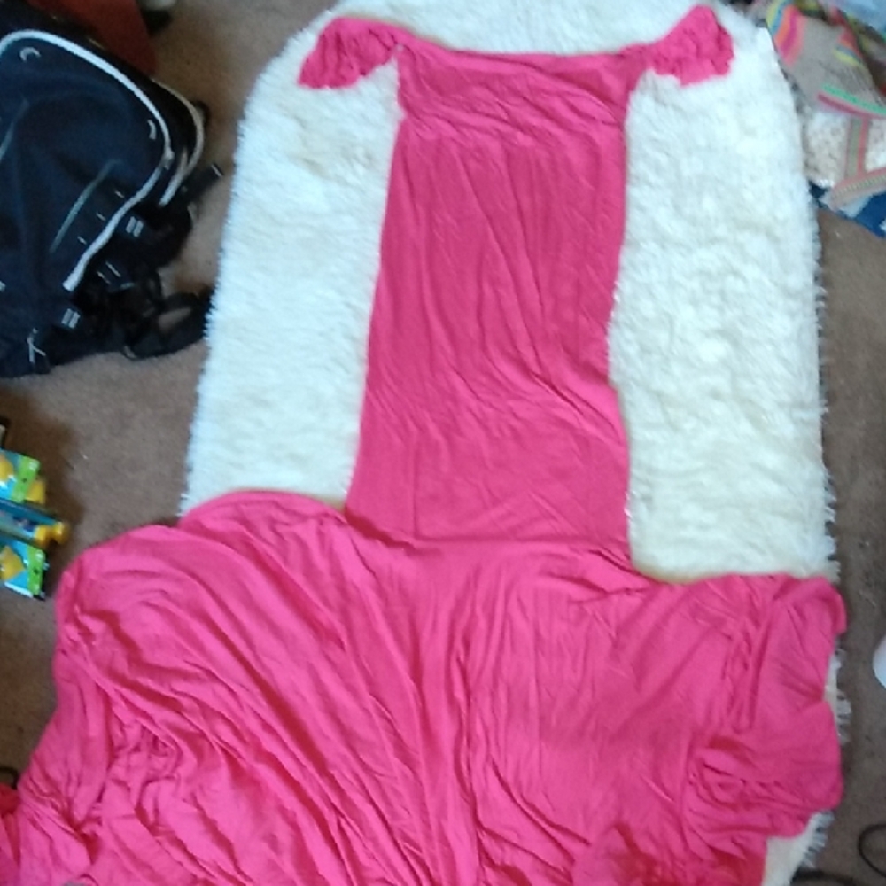 Pink Off-Shoulder Maxi Dress